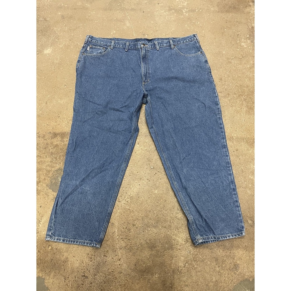 Carhartt Jeans Mens 52x30 Blue Darkstone‎ Relaxed Fit Tapered Workwear B17 DST